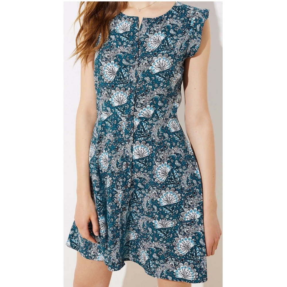 LOFT fresh floral button down flutter dress